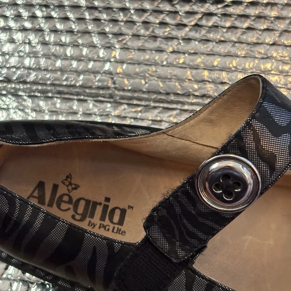 Alegria Black Flats with Decorative Stitching - Picture 6 of 6